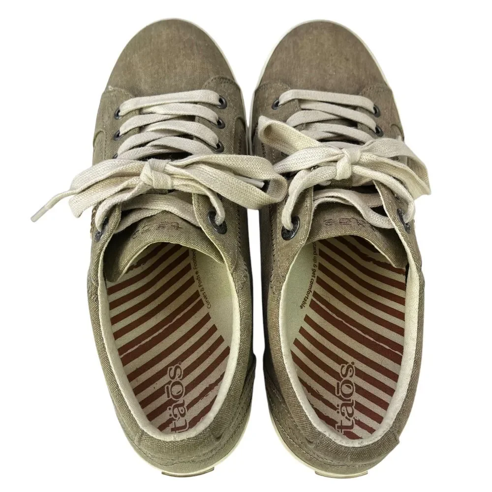 Taos Star Lace Up Canvas Beige Sneakers Shoes Size‎ 9.5